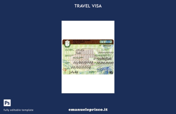modello di visto di viaggio per la Guinea in stile verificato